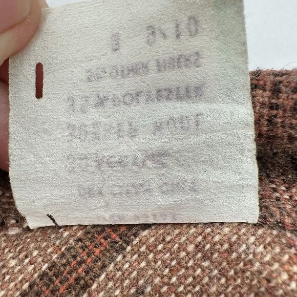 vintage tan Tartan   Wool Blend Skirt Size 9 Petite pockets 70’s - Picture 10 of 14